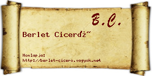Berlet Ciceró névjegykártya